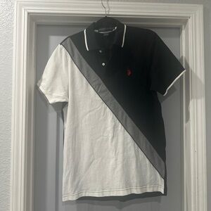U.S. Polo Assn. Black, White, and Gray Polo Shirt